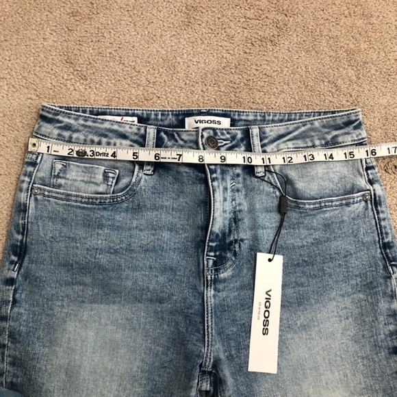 Vigoss Miley Pop Crop Denim Jeans Size 28 Light Wash Raw Hem - Picture 13 of 14